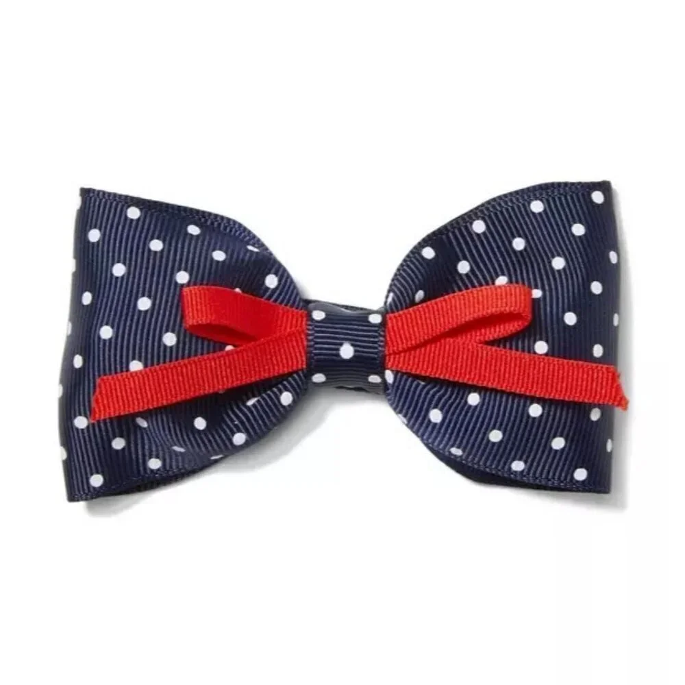 Janie and Jack‎ Youth Girls One Size Double Bow Polka Dot Barrette Hair Clip $14